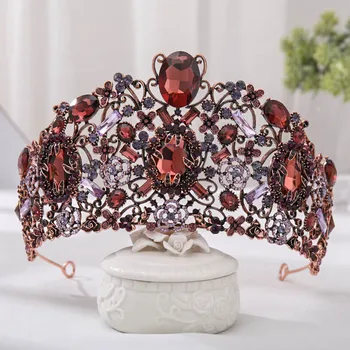 

FORSEVEN Luxury Handmade Crystal Tiaras Vintage Baroque Colorful Rhinestone Crown Bride Wedding Women Hair Jewelry Accessory JL