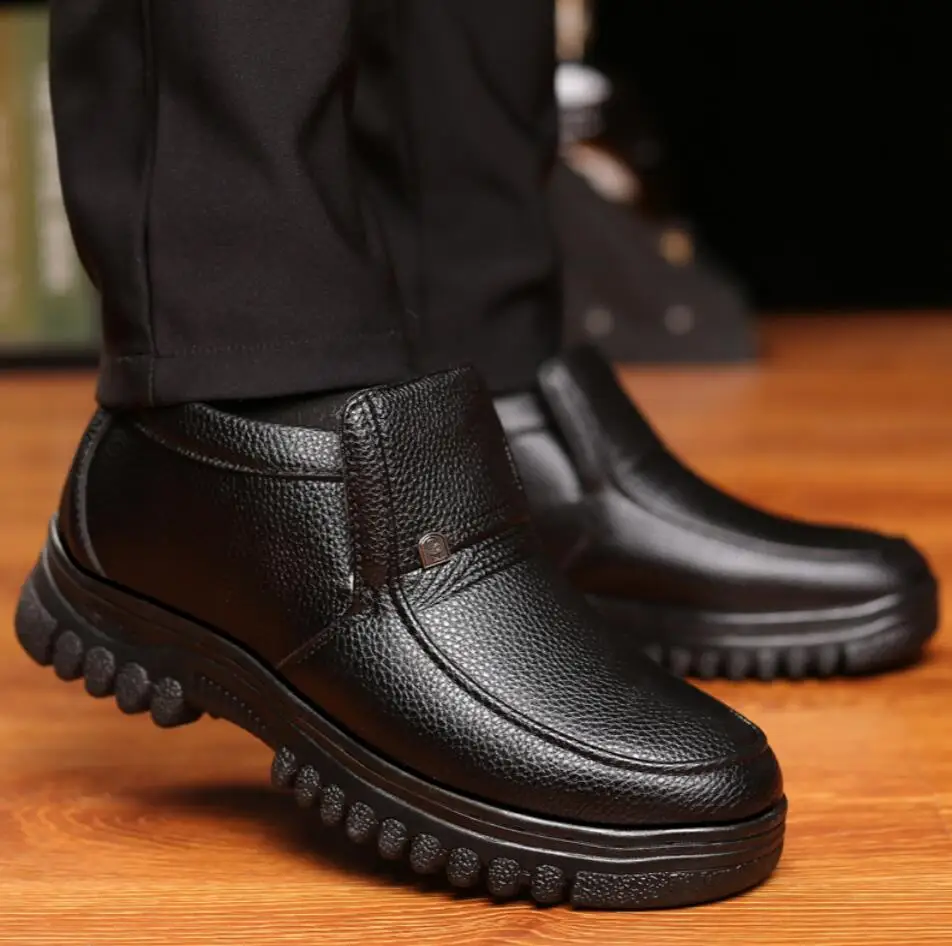 Winter Warm Business Men Ankle Boots Men Snow Boots Handmade Waterproof Working Ankle Boots High Top Men Shoes botas hombre