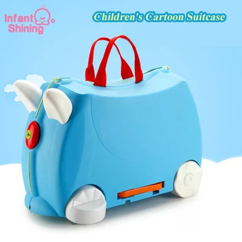 

Infant Shining Children Suitcase Ride-on Child Suitcase 2-12 Years Old PP Ride on Toys Cartoon Children Portable Boarding Case