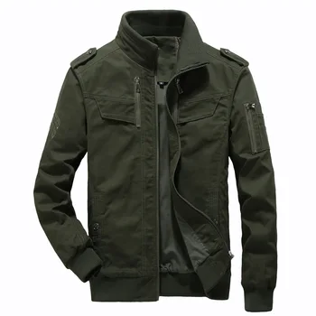 

2020 men pure color leisure flight jacket collar youth pure cotton washed many pockets with jacket