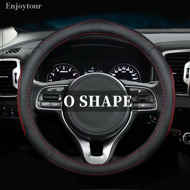 Топ Слои кожаный руль охватывает Для Suzuki Alivio/Ciaz Baleno Celerio Jimny SX4 S-Cross Grand Vitara Aerio Kizashi Liana - Название цвета: B black with red
