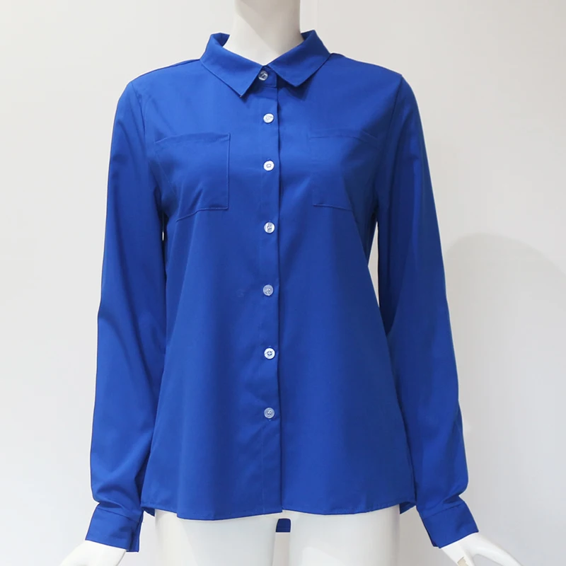 Новая блузка 2019 женские элегантные рубашки для офиса одноцветные Топы с длинным