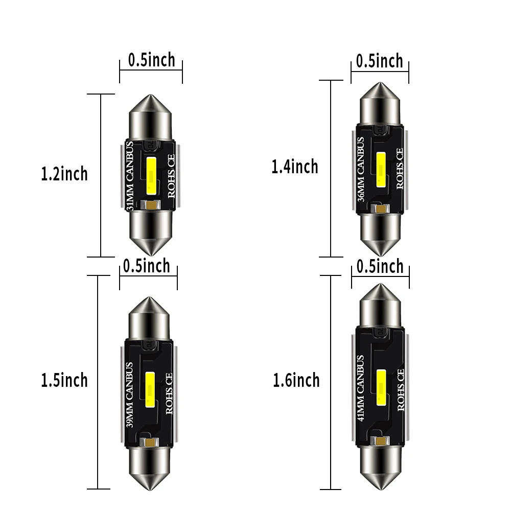 Светодиодсветодиодный лампы DXZ C5W C10W 50 шт. Canbus Festoon 39MM CSP 1860 без ошибок для салона