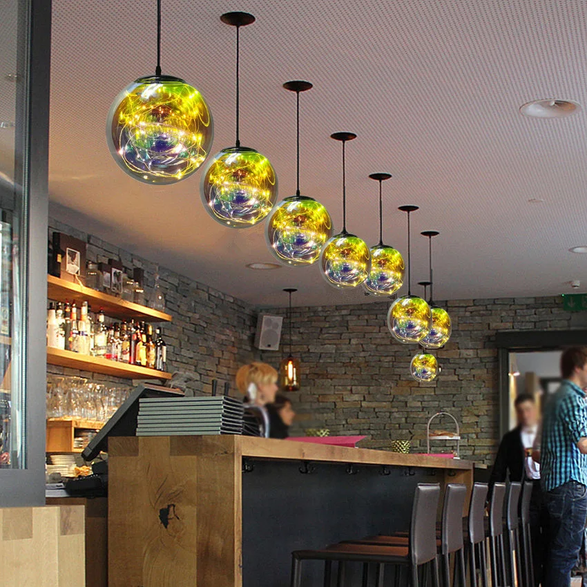 

1 Piece Lighting Fixture Lighting Accessories Colored Glass LED Lamp Bead String Pendant Light Living RoomChandeliers