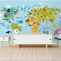 Индивидуальные большие фрески, модная домашняя Скандинавская Современная мультяшная, с изображением животного мира, детская комната