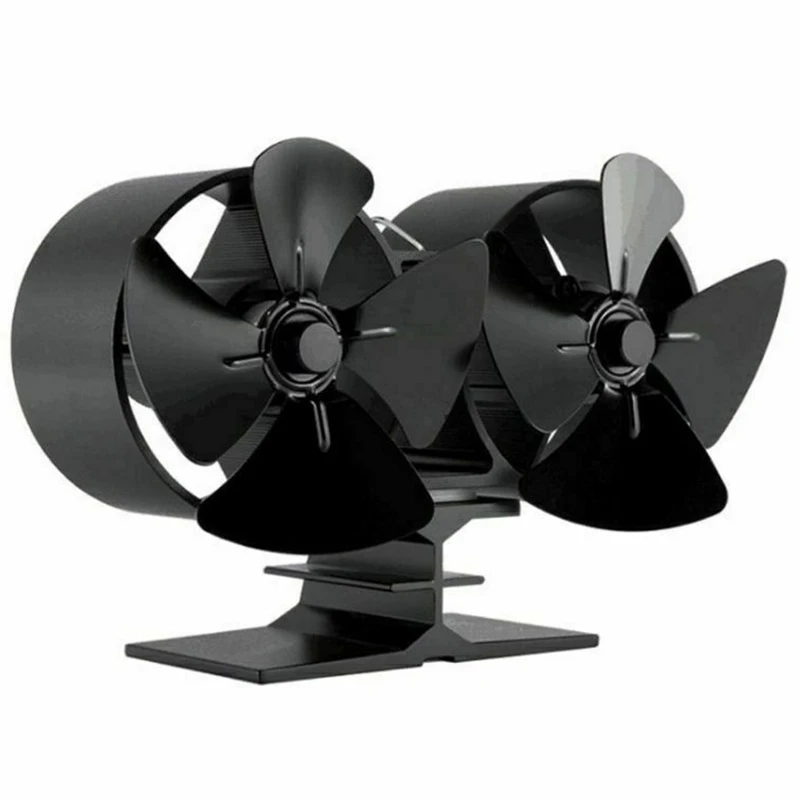 

Double Motor Fireplace Stove Fan 8-Blades Wood Burner Logs Kitchen Black Home