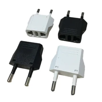 

100pcs EU KR Travel Plug 2 Pin US To EU KR Euro European Germany Travel Plug Adapters Outlet Power Cord Cable Electrical Socket