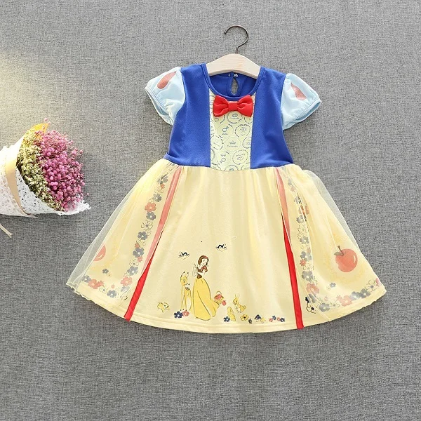Новые платья принцессы для девочек платье на бретелях с принтом черный галстук-бабочка для маленьких девочек детские маскарадные костюмы, одежда Белоснежка, Алиса, младенец - Цвет: Многоцветный