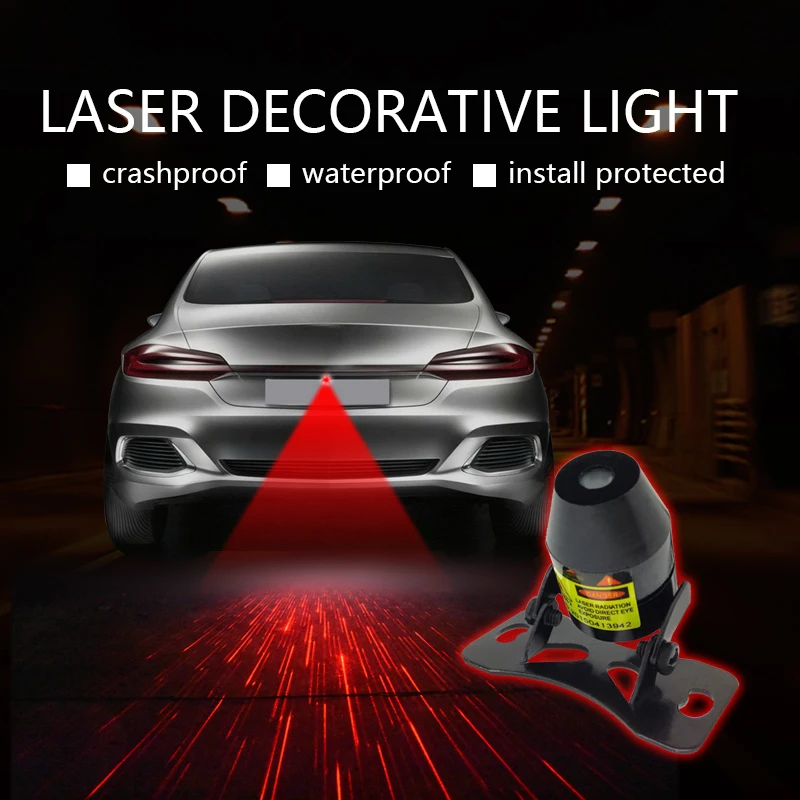 CARCTR, новинка, автомобильный противотуманный светильник, мотоциклетный, для предотвращения столкновений, задний лазерный задний светильник, s, тормозной светильник, универсальная декоративная лампа S08 - Испускаемый цвет: Red Meteor