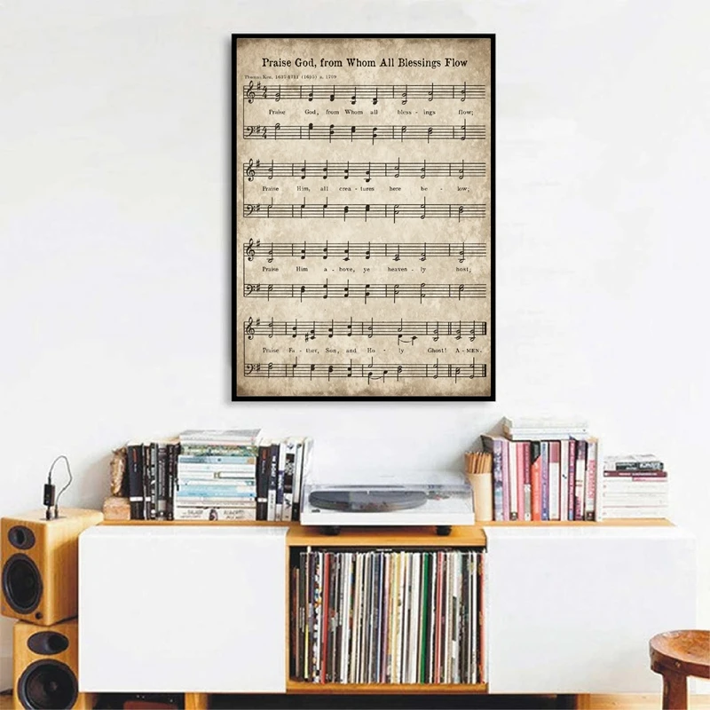 Doxology-Hymn-Vintage-Sheet-Music-Poster-Prints-Antique-Hymn-Farmhouse-Wall-Art-Decor-Praise-God-Quote