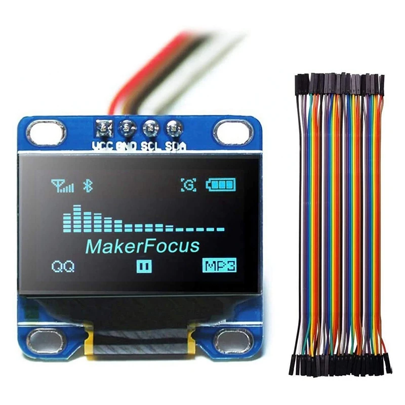 Display Oled I2C Modulo Led Lcd Seriale Iic Da 0.96 Pollici Ssd1306 128 64 Per Arduino Con Filo Dupont 40 Pezzi