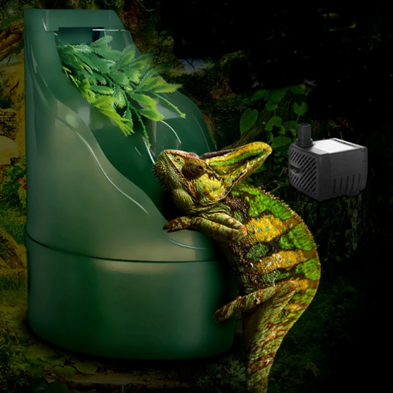 Рептилия питьевой воды фонтан ящерица Хамелеон диспенсер Террариум места обитания США Plug