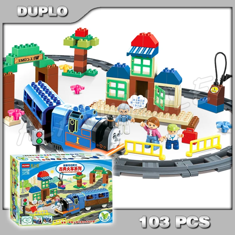 

103pcs Town Trains Station Express Locomotive Tracks Cargo Model Building Blocks Bricks Kid Toy Fully Compatible with Lego Duplo