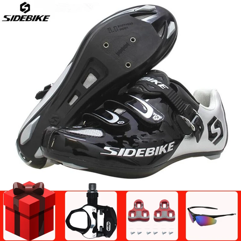 add pedal set locks Sidebike/Обувь для шоссейного велоспорта; комплект с педалью; sapatilha ciclismo; мужские кроссовки; wo; мужская обувь с автоматическим замком; спортивная обувь для велосипеда - Цвет: add pedal set locks