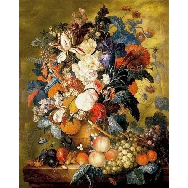 Adult Coloring By Numbers Flowers DIY Unframe Decor For Home Oil Painting By Numbers Fruit Acrylic Paint Handpainted Adult Gift 993206