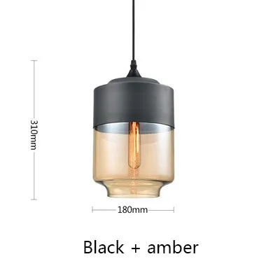 black and amberA-B Современный скандинавский Лофт подвесной стеклянный подвесной светильник E27 светодиодный подвесной светильник для кухни ресторана бара гостиной спальни - Цвет корпуса: black and amberA-B