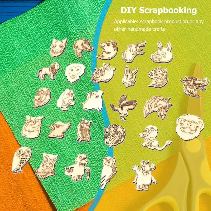 25 шт. деревянные DIY фишки в форме животного висячие украшения аксессуары скрапбук деревянные украшения ручной работы для дома