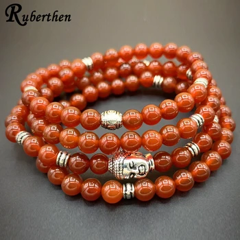 

Ruberthen 6 mm AA Grade Carnelian 108 Mala Buddha Bracelet Womens Crystals Yoga Bracelet Spiritual Energy Protection Bracelet