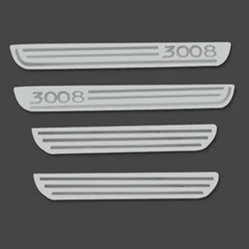 

Free shipping 4pcs/lot Stainless Steel Door Sill Scuff Plate for 2017 2018 2019 Peugeot 3008 car Accessories