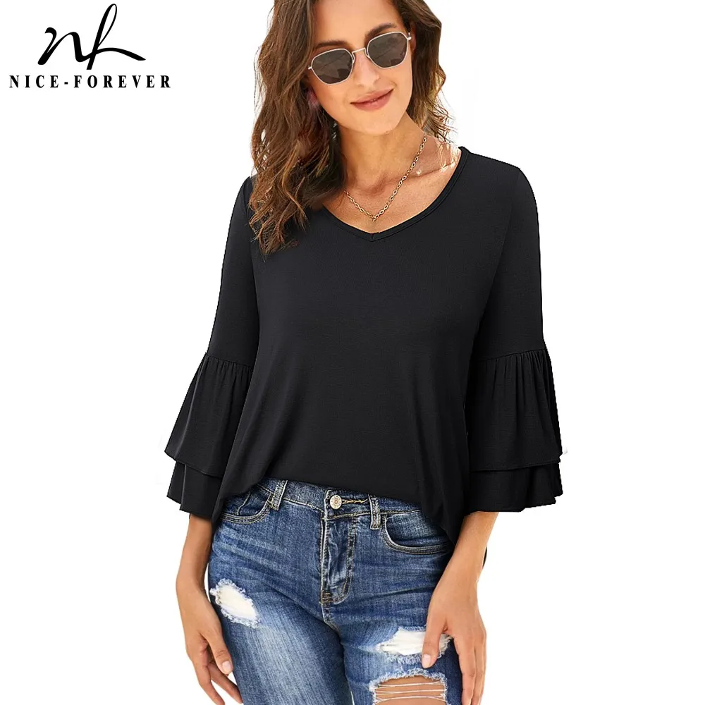 Nice-Forever Winter Women Pure Color Chic Flared
