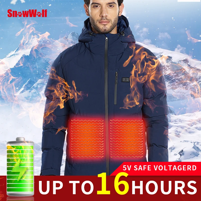 Outdoor Hiking Winter Jacket Waterproof USB Electric Heating Thermal Hooded Vest 