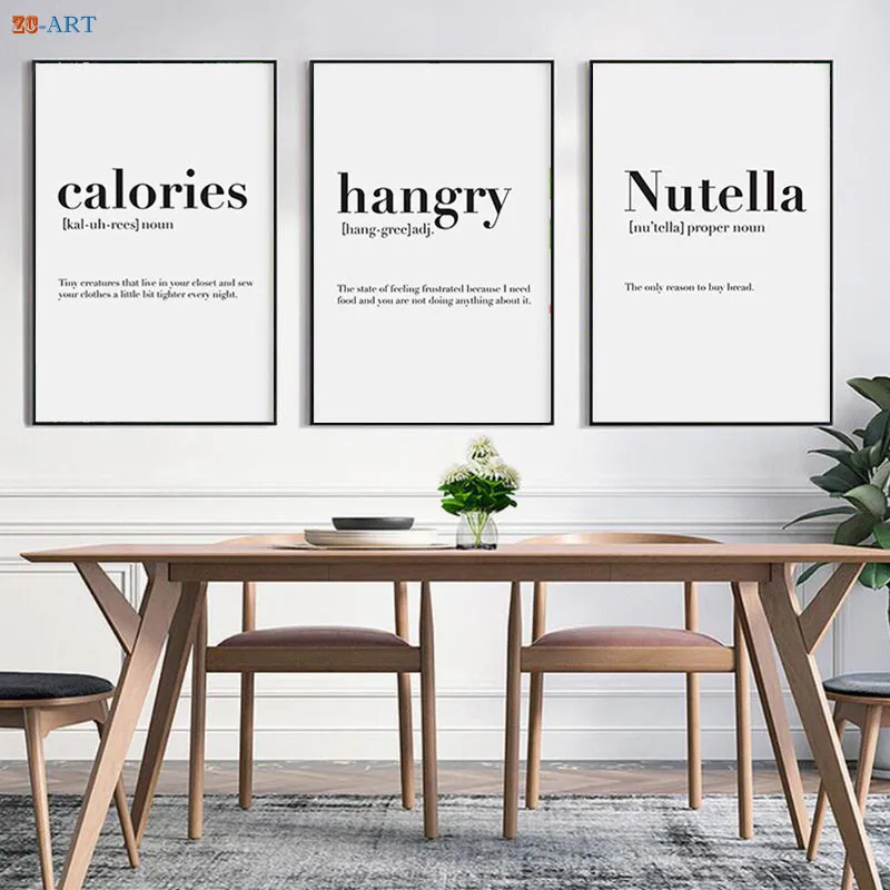 Canvas Painting Minimalist Black and White Quotes Poster Art Print Nordic Kitchen Wall Art Pictures Home Decor