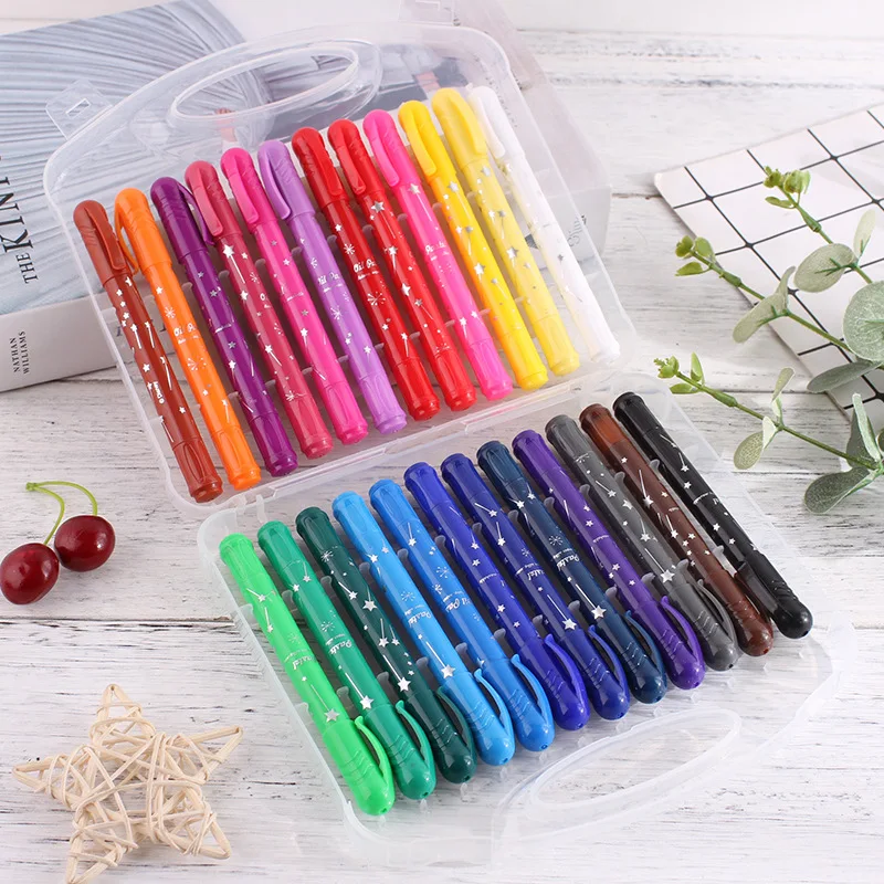Crayon 36 цветов вращающийся карандаш Детская щетка цветной набор для рисования детский сад безопасный нетоксичный карандаш-стирка