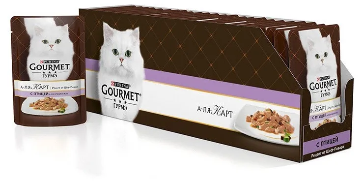 Корм влажный Gourmet A la Carte для кошек с домашней птицей, 85 г(24 шт