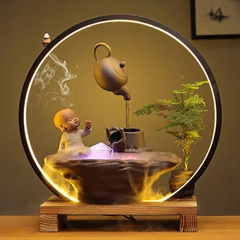 

Creative hanging pot flowing water furnishing piece lamp ring backflow incense burner feng Shui fortune living room shop desktop