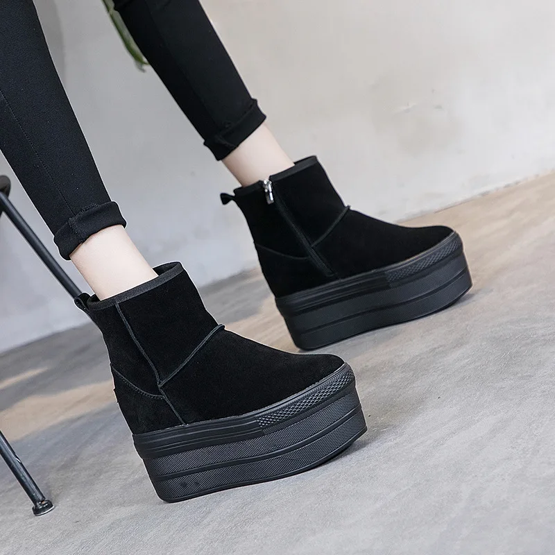SONDR черные зимние ботинки на платформе; женские ботинки на высоком каблуке; botas plataforma negras botines mujer; Короткие Плюшевые ботинки; femme hiver;
