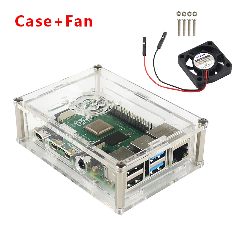 Raspberry Pi 4 Модель B прозрачный акриловый Футляр Прозрачный чехол защитный кожух оболочка+ вентилятор охлаждения для Raspberry Pi 4B
