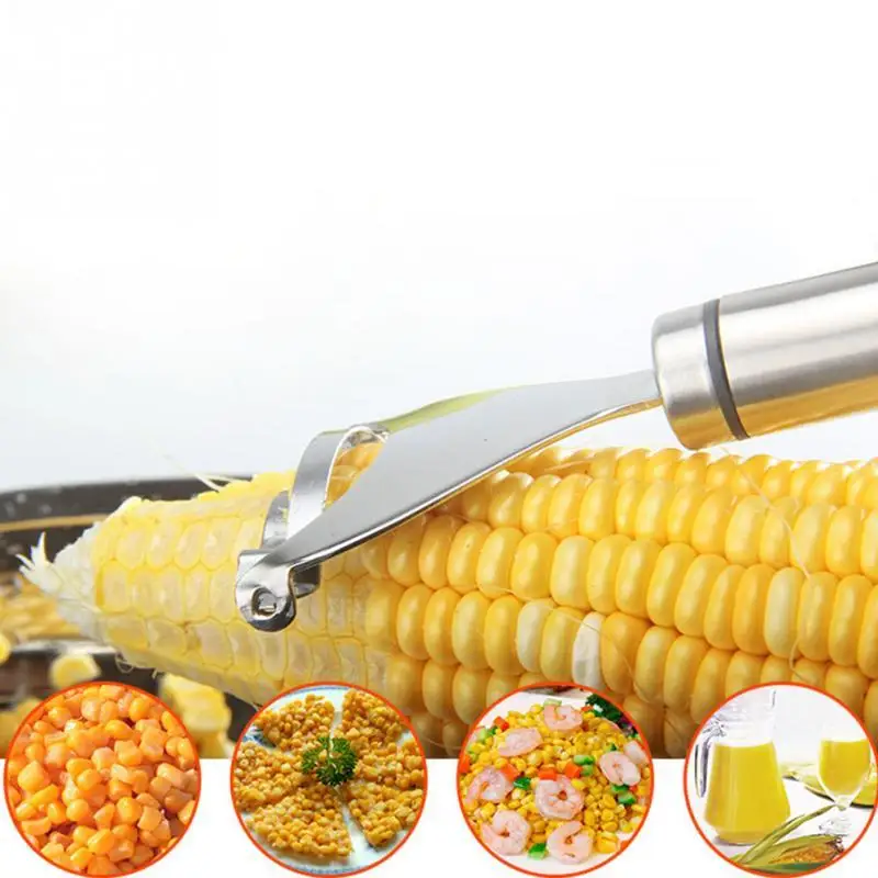 1Pc Stainless Steel Corn Cob Stripper Peeler Premium Manual Vegetable Peeler Fruit Thresher Remover Kernel Cutter Kitchen Tools