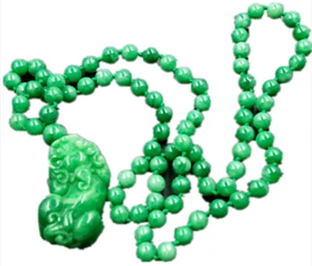 

LETSFUN Natural Green Jade Pendant Necklace Sweater Chain Fashion Ornaments