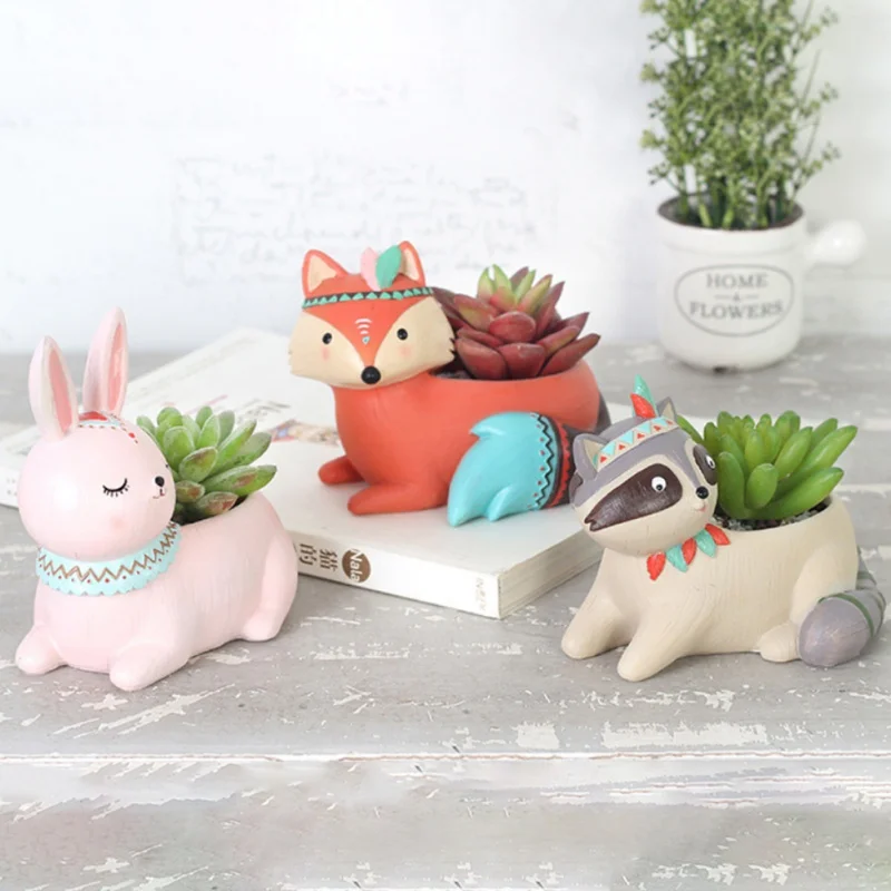 

Home Garden Office Desktop Decoration Cute Cartoon Animals Designed Flower Pot (Plants Not Included)