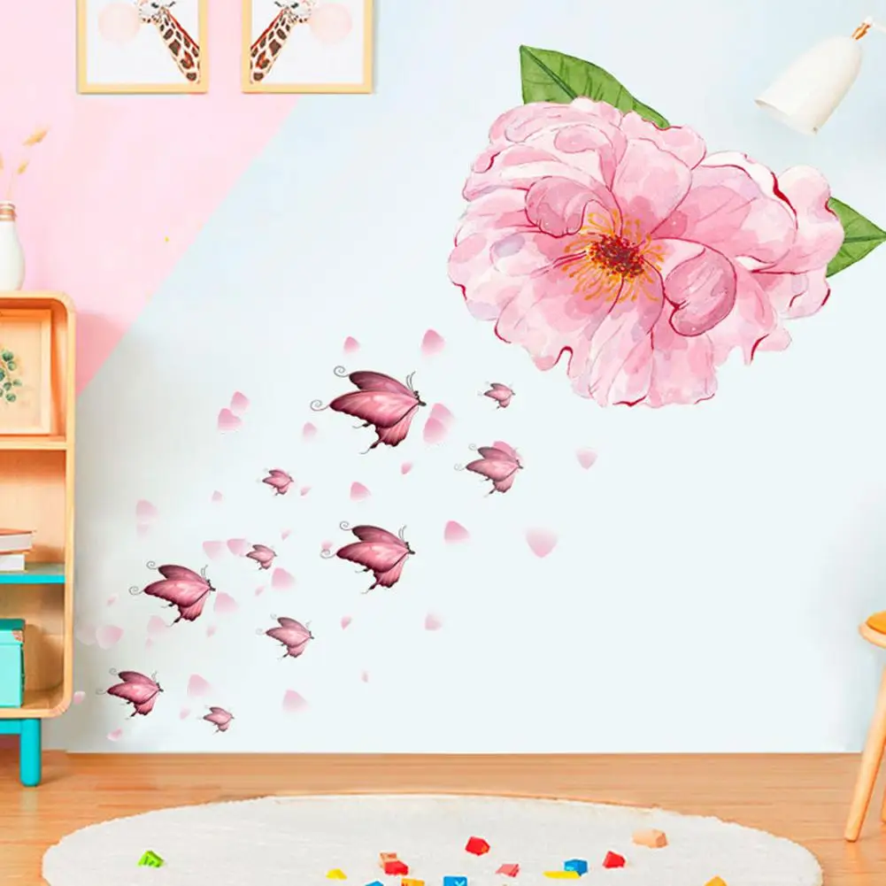

Peony Flower Self Adhesive Wall Sticker Home Living Room Porch Dormitory Hallway Decal Classroom Dormitory Decoration Stickers