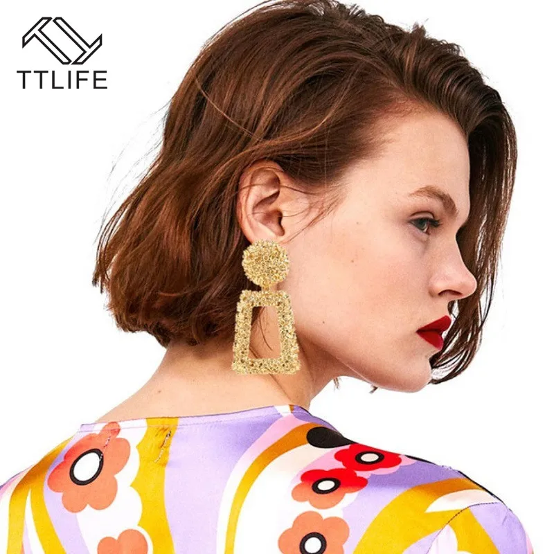 

TTLIFE Geometric Metallic Creative Big Earrings Circle Earring Ornament Dangle Bohemian Statement Earrings Wedding Party Jewelry