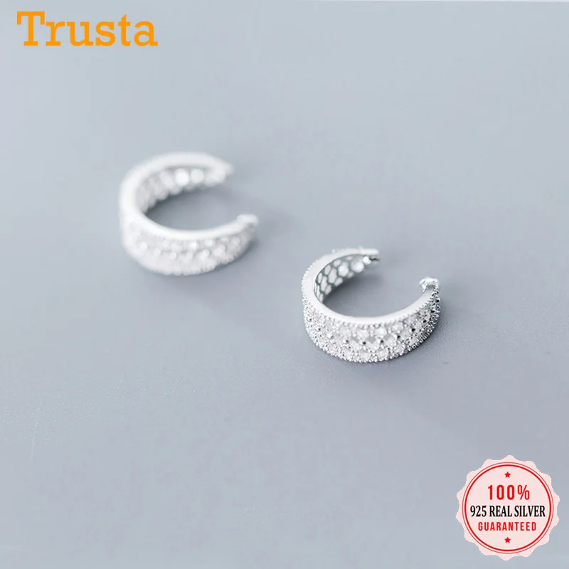 

Trustdavis 100% 925 Sterling Silver Hollow Ear Cuff Clip On Earrings For Women Girl Without Piercing Earings Jewelry DS1763