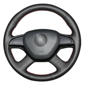 

Black Artificial Leather Car Steering Wheel Cover for Skoda Citigo 2013 Fabia 2013 Superb 2013- 2015 Roomster 2013-2014 Rapid