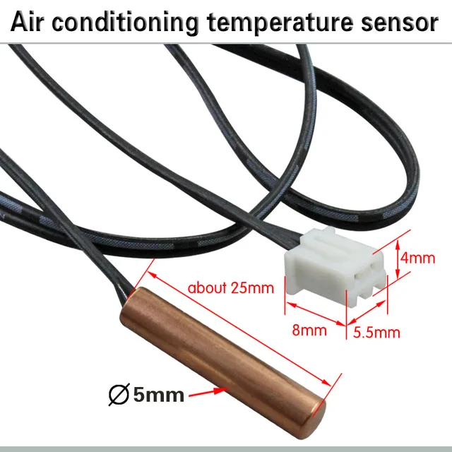 Air conditioning temperature sensor 5K 10K 15K 20K 25k 50K 100K  Air Conditioner Tube Sensor rubber head copper head Copper head-100k