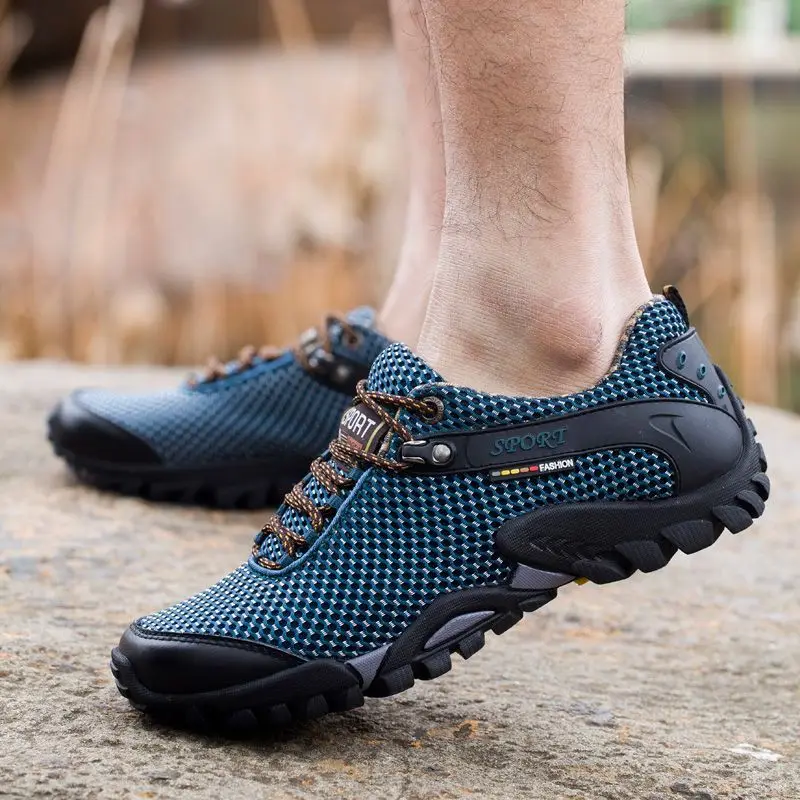 summer outdoor hiking shoes men breathable mesh camping climbing trekking shoes men tactical hiking shoes men hiking sneakers