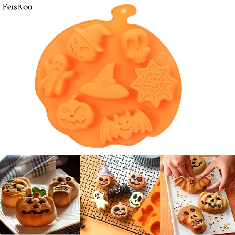 Halloween Spider/Skull Hand Silicone Mold Pumpkin/Bat/Owl Cookie Baking Tools m 