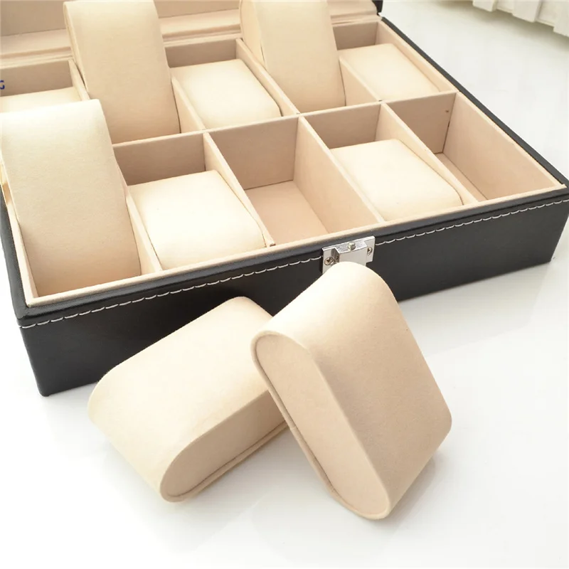 Роскошный 10 сетчатый кожаный ящик для часов ювелирный дисплей коллекционный