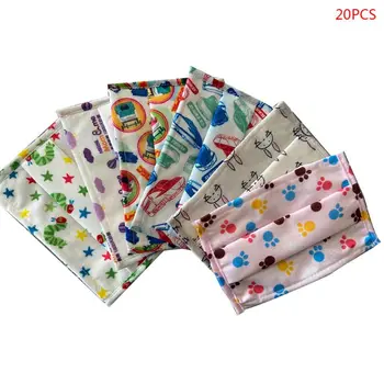 

20Pcs One time 3-layer non-woven protective dust mask with children's Cute cartoon pattern soft and breathable Face Masks