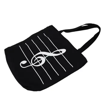 

Women Girls Casual Canvas Music Notes Satchel Tote Shopper Bag Shoulder Handbag black