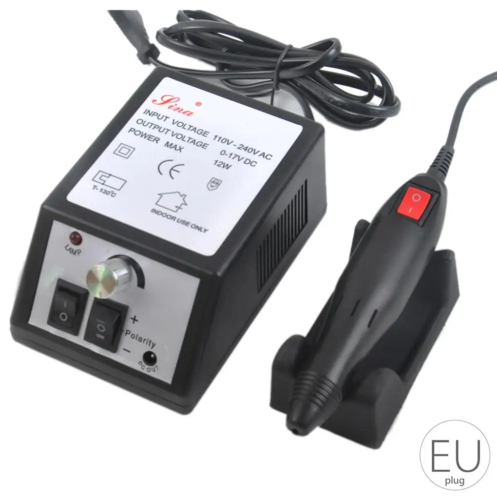 Электрическая дрель для ногтей с вилкой EU/US, оборудование для маникюра, инструменты для педикюра, акриловая фреза для ногтей, набор сверл для ногтей - Цвет: black EU plug