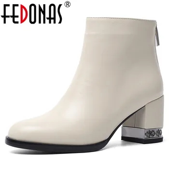 

FEDONAS New Quality Genuine Leather Women Ankle Boots Classic Chelsea Boots Party Shoes Woman Winter Warm Big Size Short Boots
