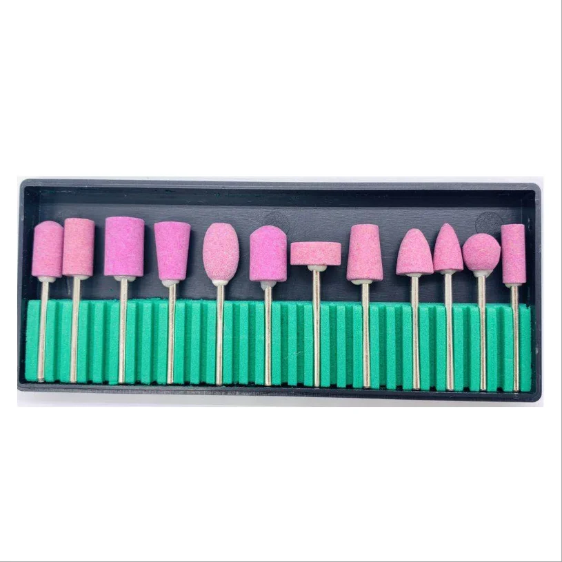 Pink Quartz Nail Drill Bits Different Shape Gel Polish Equipment Tools Manicure Milling Cutters 12 Pcs/Set nail art tools nail drill bit nail drill bits nail drill nail manicure tools nail drill set nail drill kit