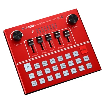 

Home Live Sound Card Bluetooth Universal English Version Studio Broadcast Dual Microphone For Phone Computer Audio