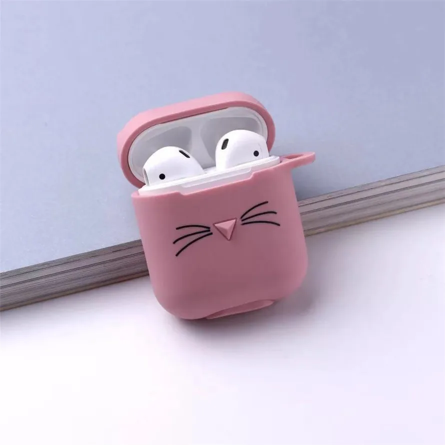 Модный чехол с милым котом для пар Airpods, Жесткий ПК, беспроводные bluetooth наушники чехол для Air Pods, аксессуары для наушников - Цвет: Flesh pink