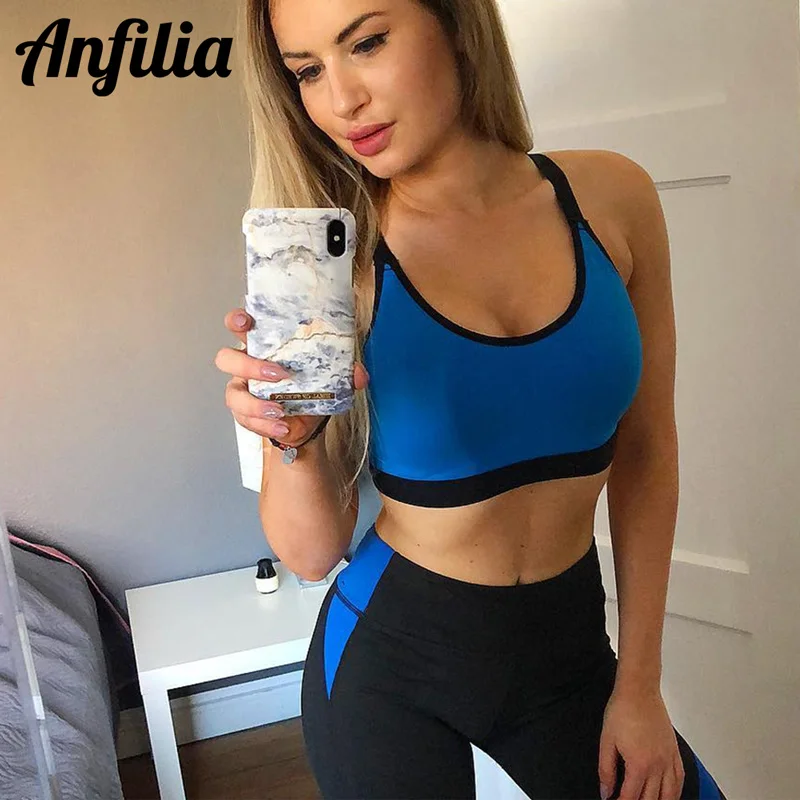 Женский спортивный бюстгальтер Anfilia со средней плотностью, поддерживающий бюстгальтер для йоги, дышащий спортивный топ для бега и тренировок, регулируемый бюстгальтер для йоги